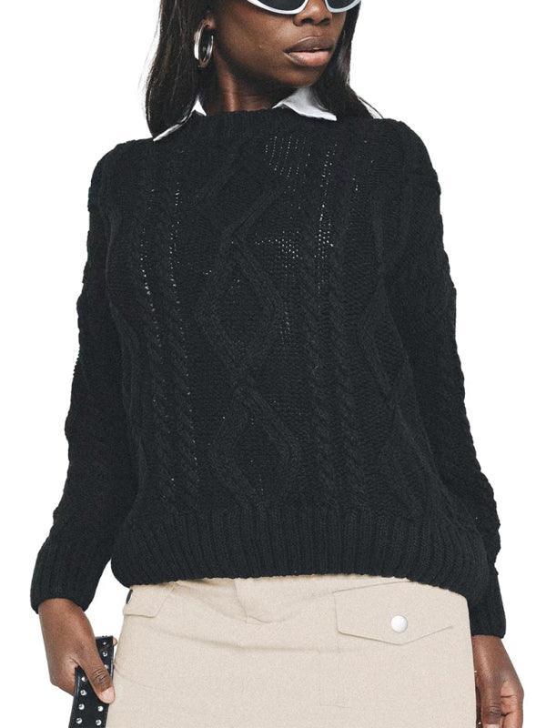 fashionable and comfortable woolen round neck long-sleeved sweater - 808Lush