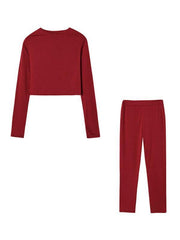 sports suit slim long-sleeved two-piece set - 808Lush