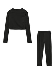 sports suit slim long-sleeved two-piece set - 808Lush