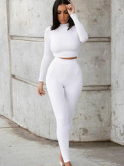 sports suit slim long-sleeved two-piece set - 808Lush