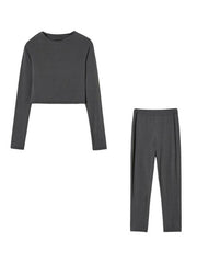 sports suit slim long-sleeved two-piece set - 808Lush