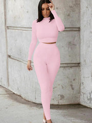 sports suit slim long-sleeved two-piece set - 808Lush