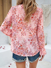 women's casual printed long-sleeved V-neck shirt - 808Lush