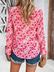 women's casual printed long-sleeved V-neck shirt - 808Lush