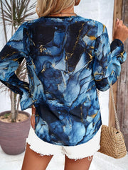 women's casual printed long-sleeved V-neck shirt - 808Lush