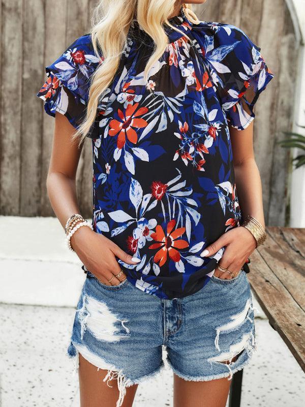 Women's casual printed short-sleeved tops - 808Lush