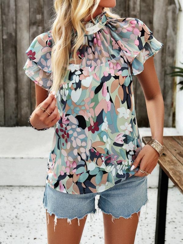 Women's casual printed short-sleeved tops - 808Lush