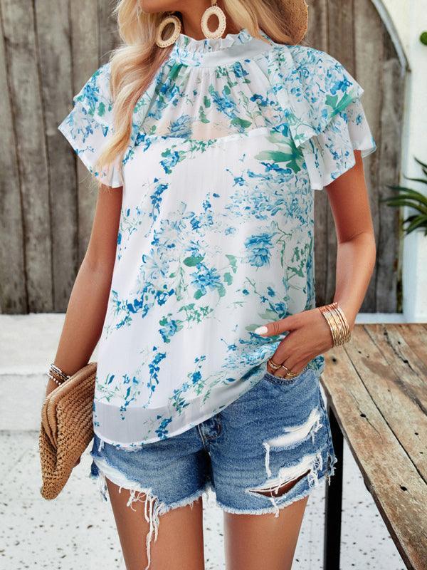 Women's casual printed short-sleeved tops - 808Lush