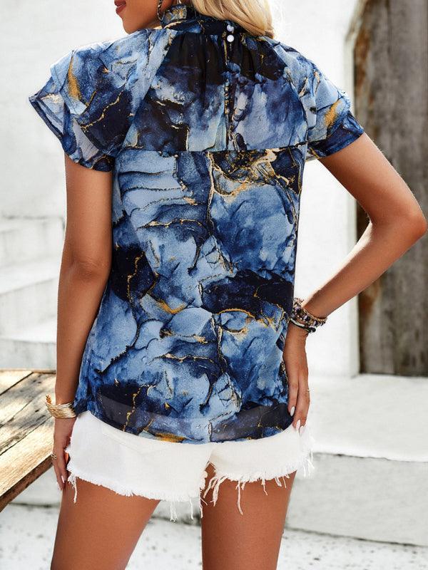 Women's casual printed short-sleeved tops - 808Lush