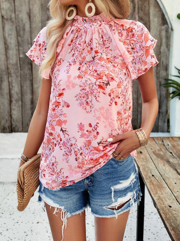 Women's casual printed short-sleeved tops - 808Lush