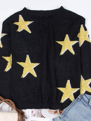 five-pointed star knitted long-sleeved sweater - 808Lush