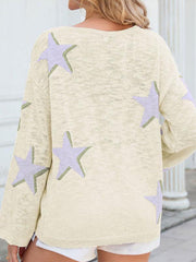 five-pointed star knitted long-sleeved sweater - 808Lush