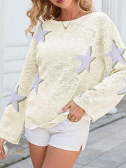 five-pointed star knitted long-sleeved sweater - 808Lush