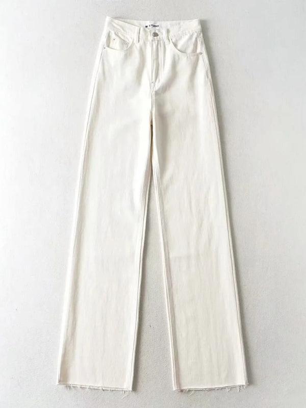 high-waist floor-length loose slimming straight wide-leg jeans - 808Lush