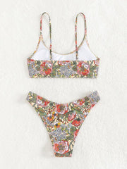 holiday retro printed tube top high waist bikini - 808Lush