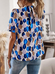 irregular printing women's short-sleeved shirt - 808Lush