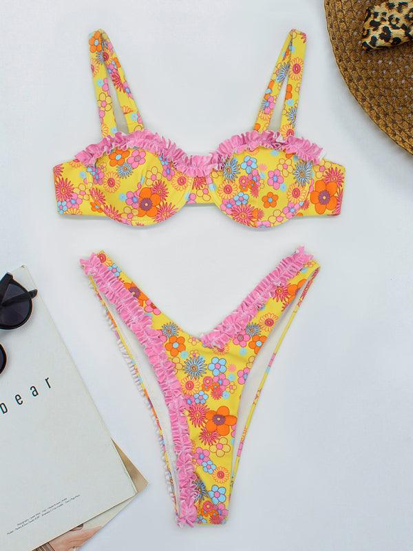 lace floral bikini swimsuit fashionable swimwear - 808Lush