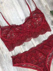 lace sexy lingerie set solid color eyelash lace set - 808Lush