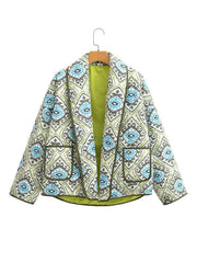 V-neck long-sleeved printed cotton jacket - 808Lush