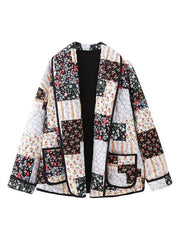 V-neck long-sleeved printed cotton jacket - 808Lush