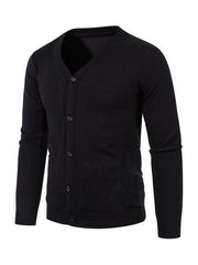 men's color V-neck sweater cardigan sweater - 808Lush