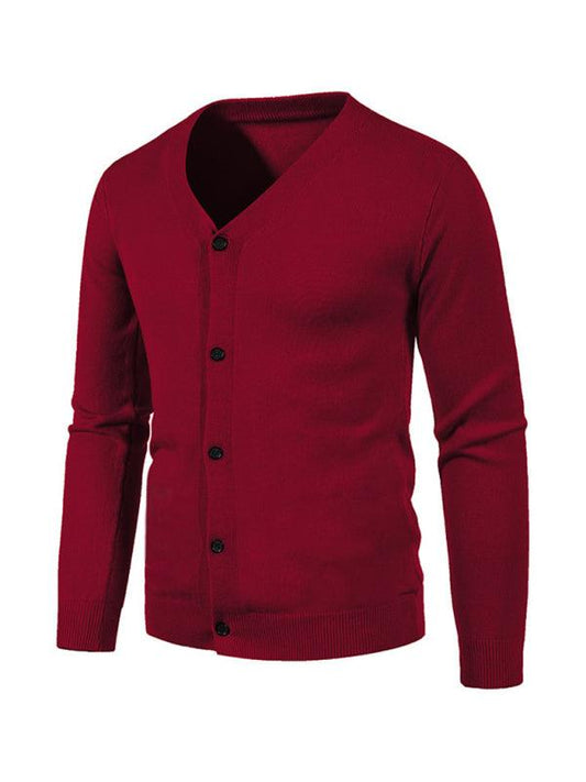 men's color V-neck sweater cardigan sweater - 808Lush