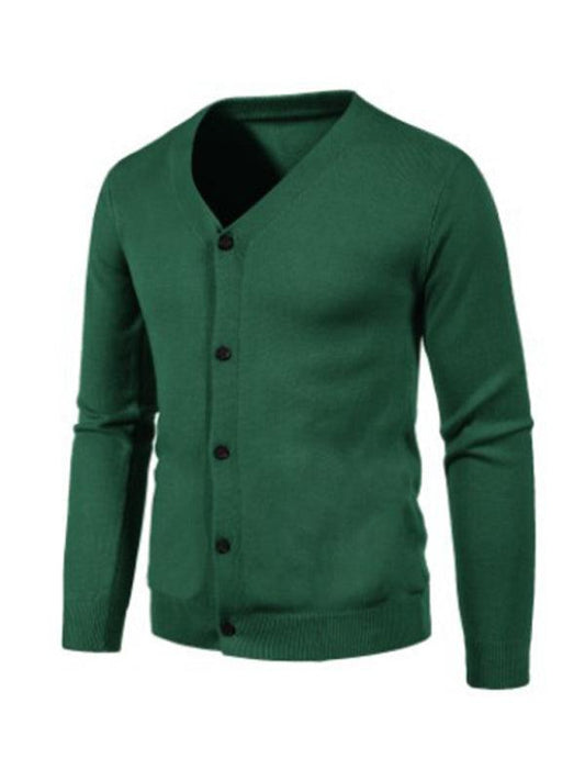 men's color V-neck sweater cardigan sweater - 808Lush