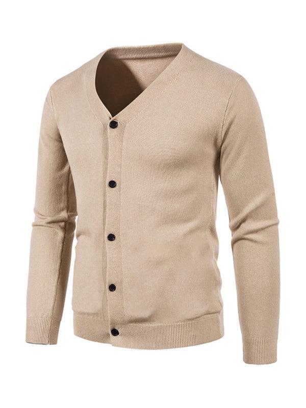 men's color V-neck sweater cardigan sweater - 808Lush