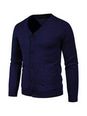 men's color V-neck sweater cardigan sweater - 808Lush