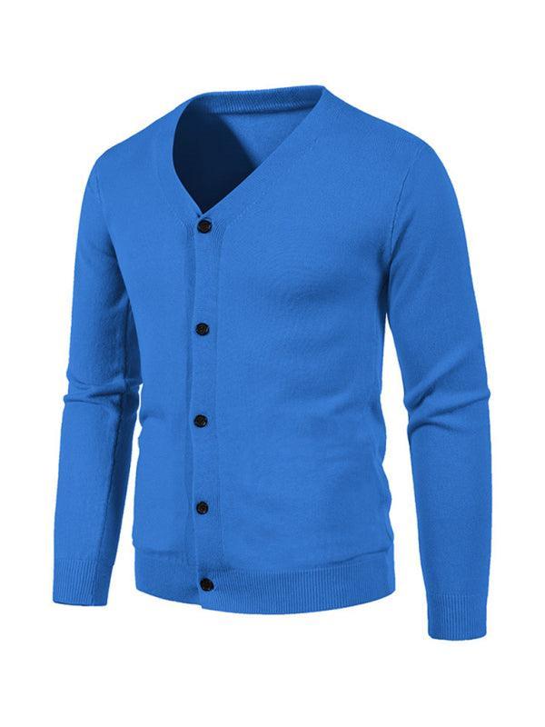 men's color V-neck sweater cardigan sweater - 808Lush