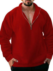 men's fleece stand collar loose casual half zipper hoodie - 808Lush