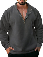 men's fleece stand collar loose casual half zipper hoodie - 808Lush