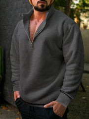 men's fleece stand collar loose casual half zipper hoodie - 808Lush