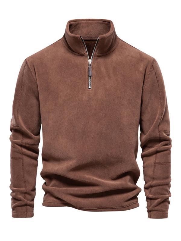 men's polar fleece stand collar half zipper long sleeve sweatshirt - 808Lush