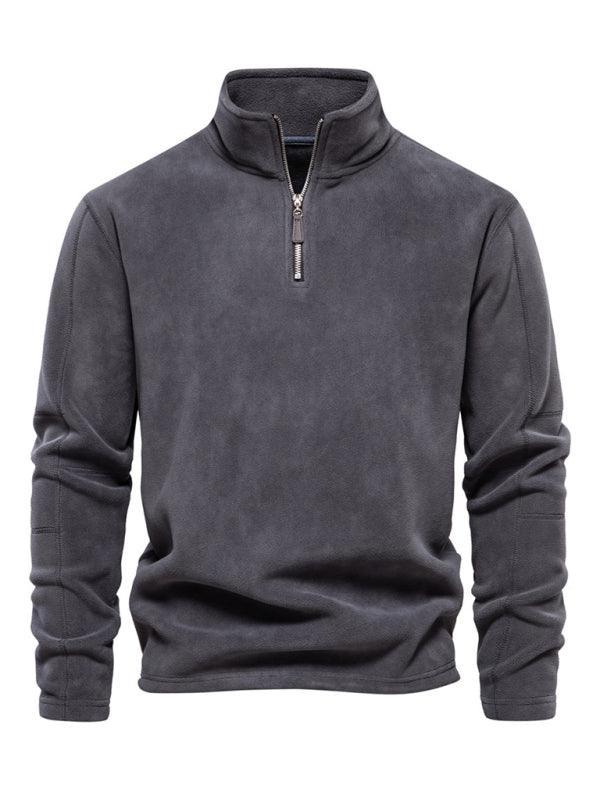 men's polar fleece stand collar half zipper long sleeve sweatshirt - 808Lush