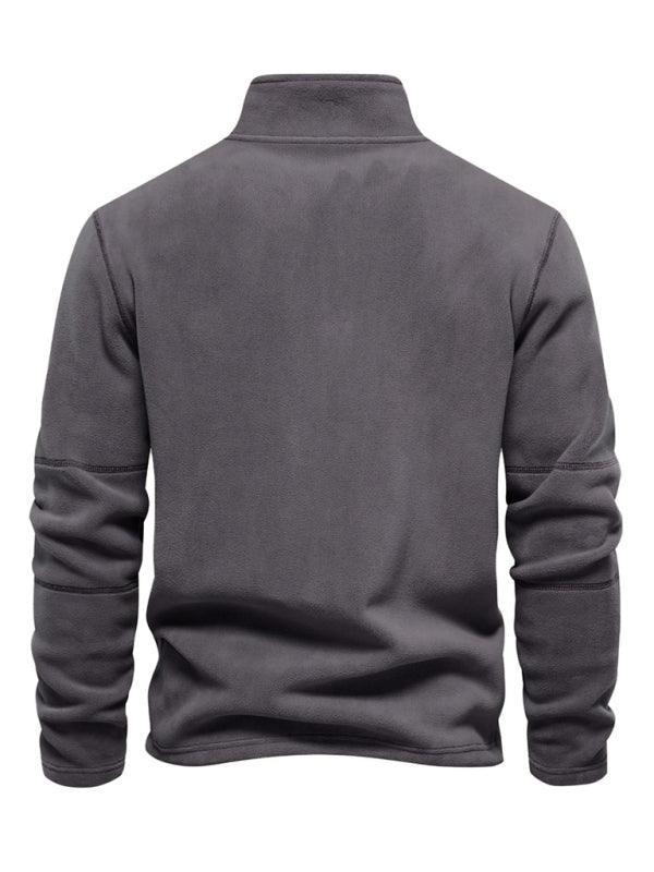 men's polar fleece stand collar half zipper long sleeve sweatshirt - 808Lush