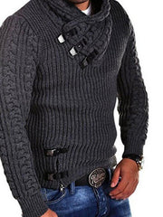 men's sweater long sleeve leather button sweater top pullover sweater - 808Lush