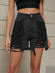 washed denim shorts - 808Lush