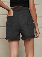 washed denim shorts - 808Lush