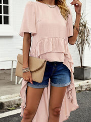 elegant ruffled short-sleeved top - 808Lush