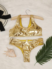 reflective gold and silver one-piece swimsuits and split swimsuits - 808Lush