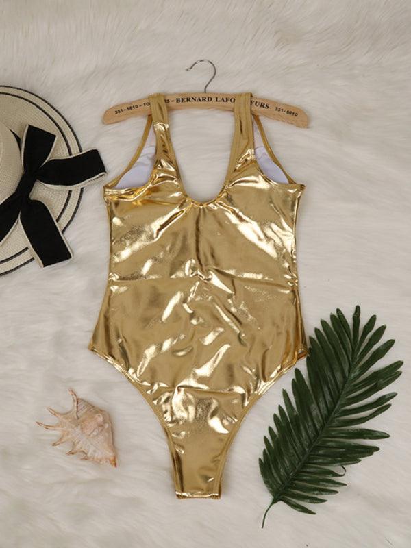 reflective gold and silver one-piece swimsuits and split swimsuits - 808Lush