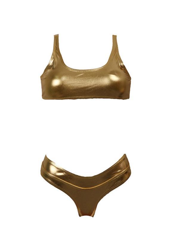 reflective gold and silver one-piece swimsuits and split swimsuits - 808Lush