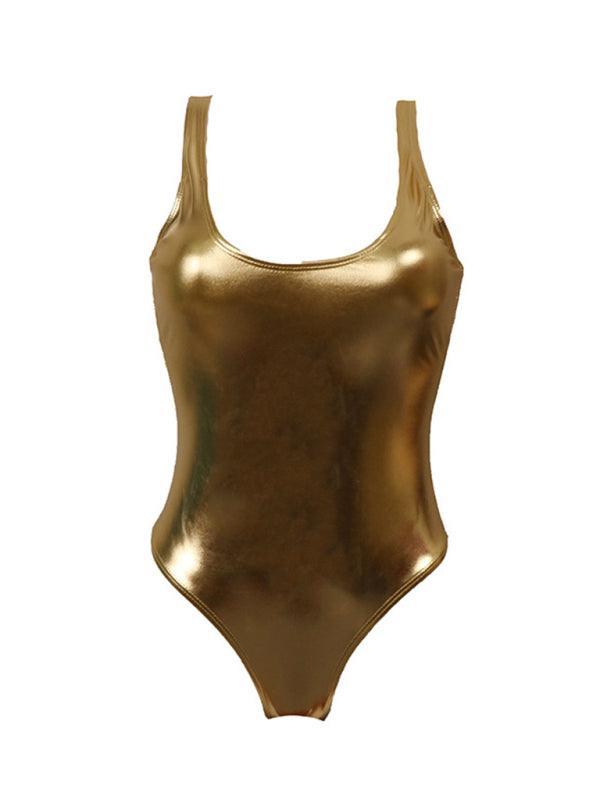 reflective gold and silver one-piece swimsuits and split swimsuits - 808Lush