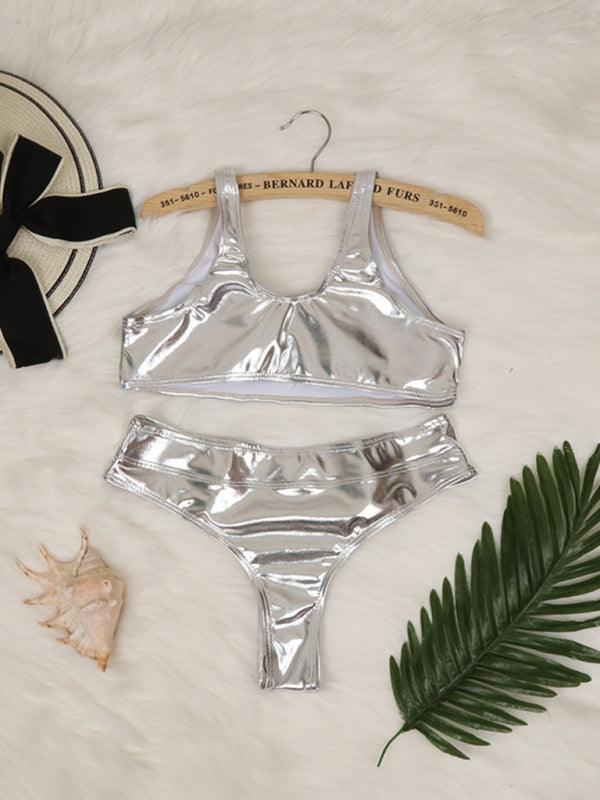 reflective gold and silver one-piece swimsuits and split swimsuits - 808Lush