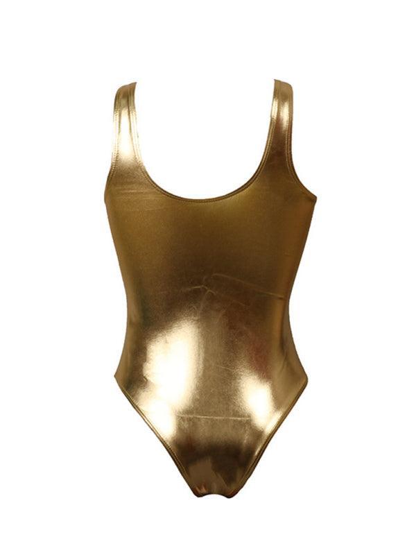 reflective gold and silver one-piece swimsuits and split swimsuits - 808Lush