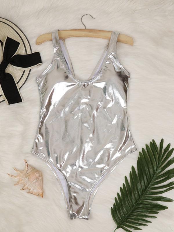 reflective gold and silver one-piece swimsuits and split swimsuits - 808Lush