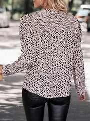 round neck leopard print long sleeve shirt - 808Lush