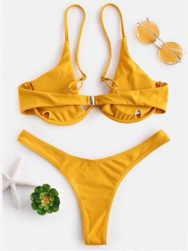 sexy bikini solid color bikini swimsuit - 808Lush