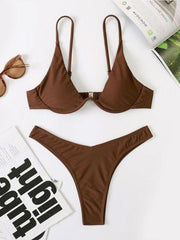 sexy bikini solid color bikini swimsuit - 808Lush